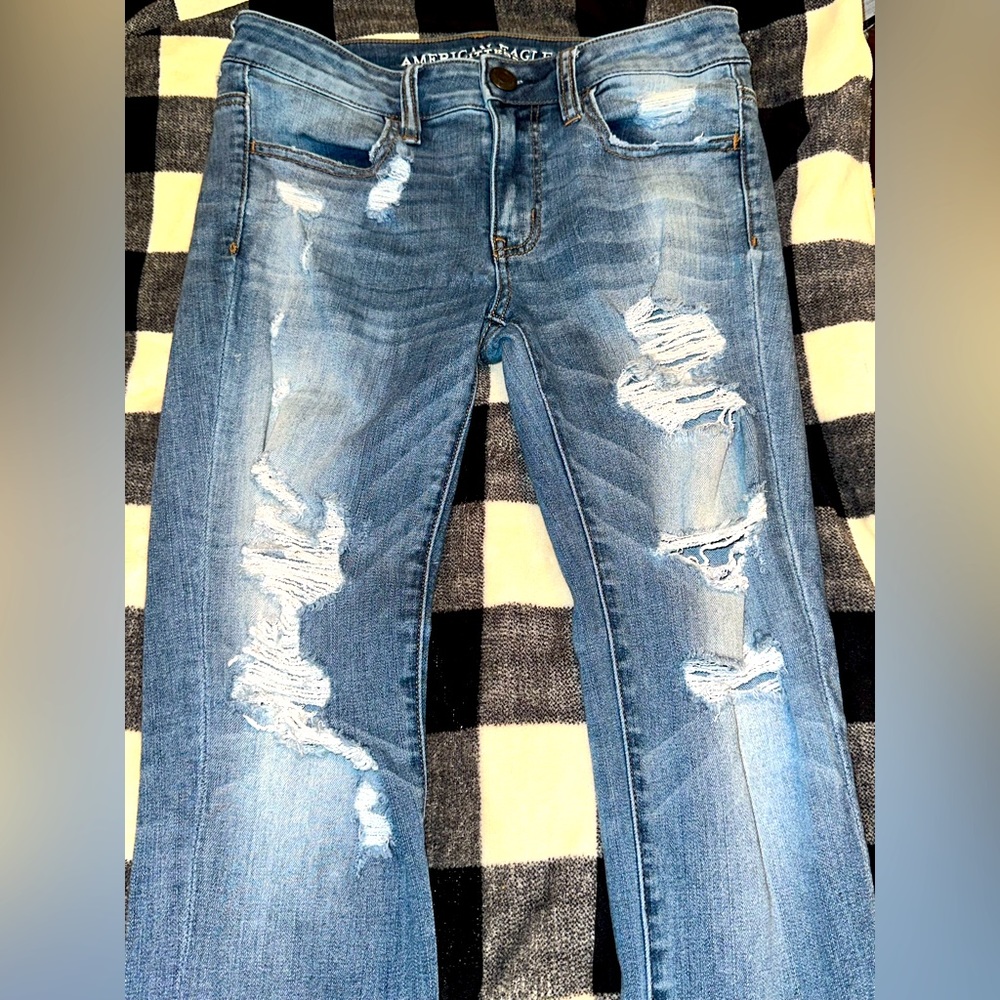 AMERICAN EAGLE OUTFITTERS JEGGING CROP SUPER SUPER STRETCH - SIZE: SHORT 4